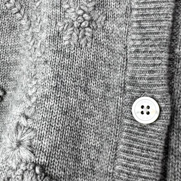 MICHAEL KORS 100% Cashmere Embroidered Knit Cardigan Sweater Gray MEDIUM - Picture 4 of 7